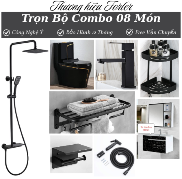 Combo Nhà Vệ Sinh Trọn Bộ 11 Món - CB17