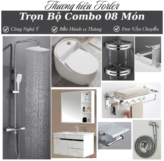 Combo Nhà Vệ Sinh Trọn Bộ 11 Món - CB19