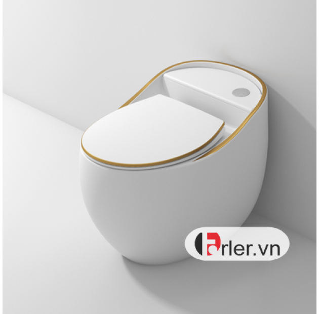 Bồn Cầu Trứng Trắng Viền Chỉ Vàng FORLER (BCT10)