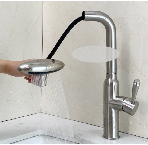 Vòi Rửa Chén Inox 304 Mờ & Nano Xám Dây Rút (VC70)