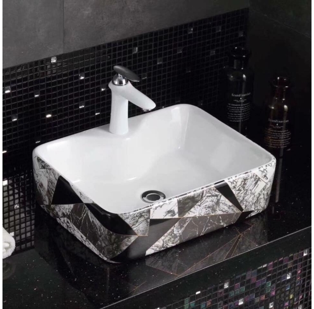 Lavabo Họa Tiết Tam Giác Nâu Đen LUSENTER (LB44)