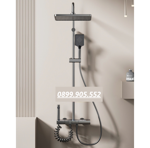 Sen Cây Tắm Nóng Lạnh 4 Phím Hiển Nhiệt Độ Nano Xám ST76