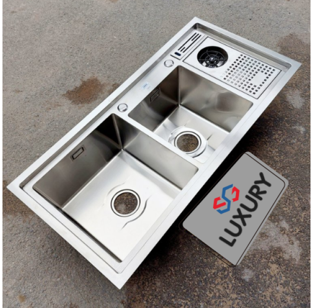 Bồn Rửa Chén Inox 2 Hộc Dao, Ly, Rác KT 100x48x23cm  (BRC44)