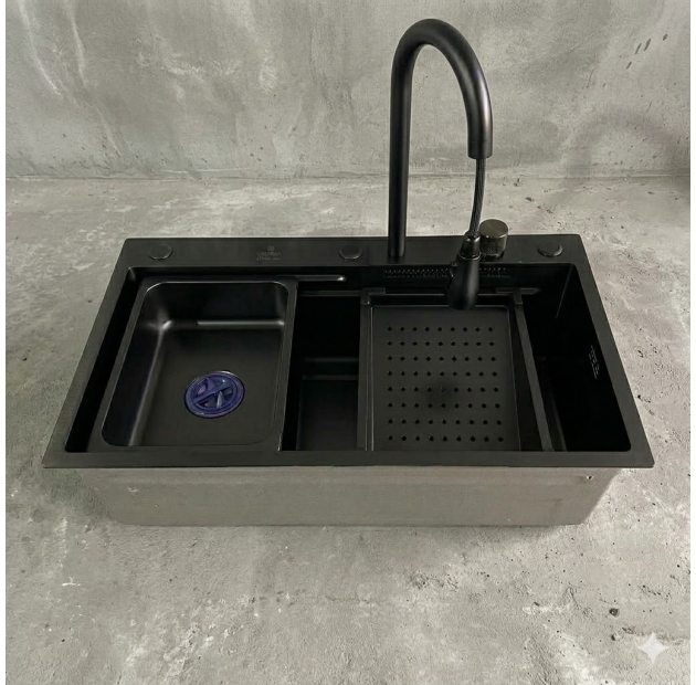 Bồn Rửa Chén Inox 304 Mạ Nano Xám  78x45 LUSENTER (BRC42)