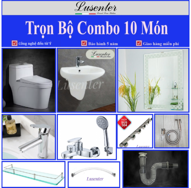 Combo Nhà Vệ Sinh Trọn Bộ 10 Món - CB01