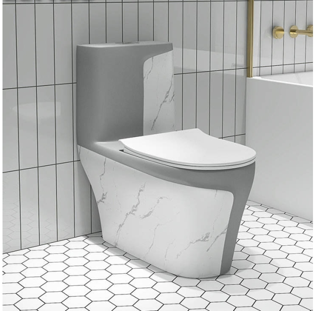 Bồn Cầu 1 Khối Xám Sọc Vân Đá LUSENTER (BCMK08)