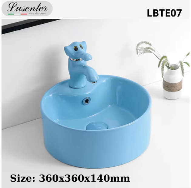 Lavabo Trẻ em Tròn màu Xanh Dương LUSENTER LBTE07