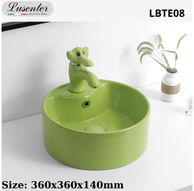 Lavabo Trẻ em Tròn Màu Xanh Lá LUSENTER LBTE08