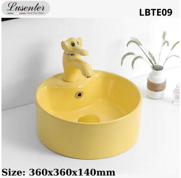 Lavabo Trẻ Em Tròn Màu Vàng LUSENTER LBTE09