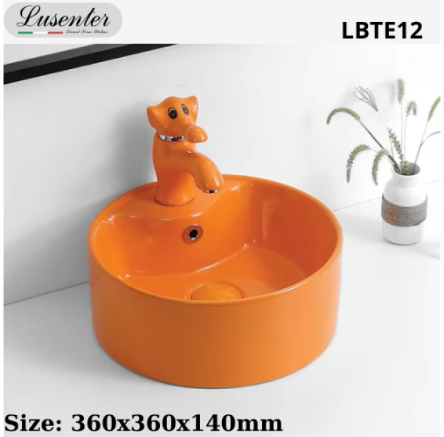 Lavabo Trẻ Em Tròn Màu Cam LUSENTER LBTE12
