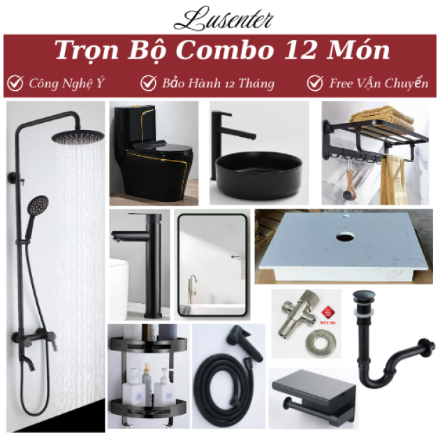 Combo Nhà Vệ Sinh Trọn Bộ 12 Món - CB07