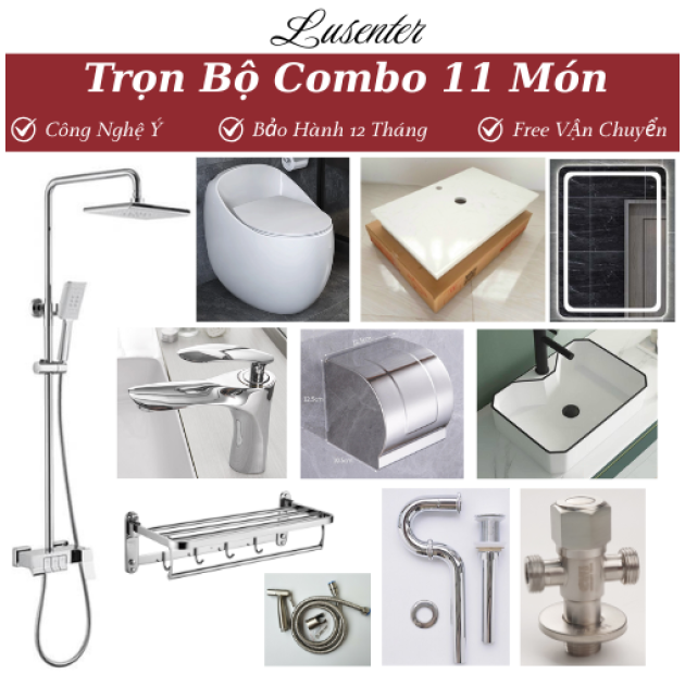 Combo Nhà Vệ Sinh Trọn Bộ 11 Món Cao Cấp - CB13
