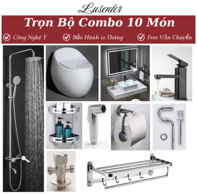 Combo Nhà Vệ Sinh Trọn Bộ 10 Món Cao Cấp - CB11
