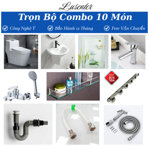 Combo Nhà Vệ Sinh Trọn Bộ 10 Món - CB01