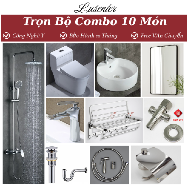 Combo Nhà Vệ Sinh Trọn Bộ 10 món - CB09