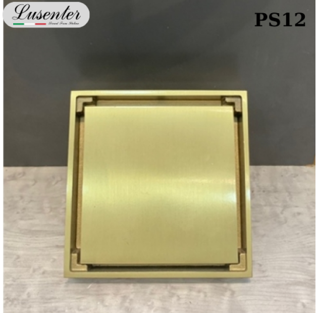 Phễu Sàn Vuông 10x10 Vàng  Bóng LUSENTER (PS12)
