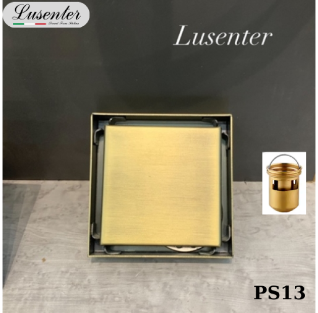 Phễu Sàn Vuông 10x10 Vàng Mờ LUSENTER (PS13)