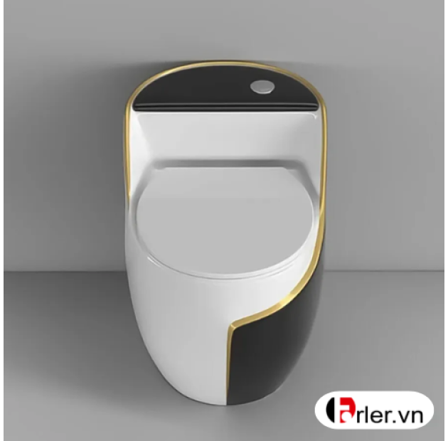 Bồn Cầu Trứng Trắng Nắp Đen Sọc Vàng FORLER(BCT17)
