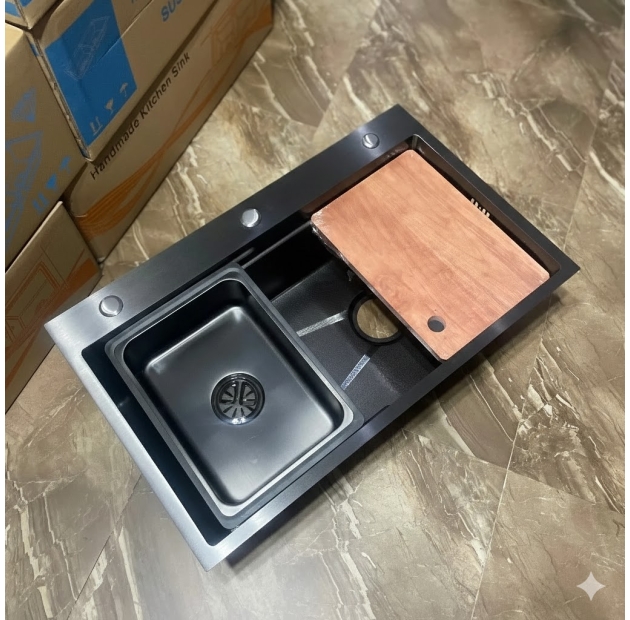 Chậu Rửa Chén 1 Hộc Nano 75x46/60x45 LUSENTER (BRC37)