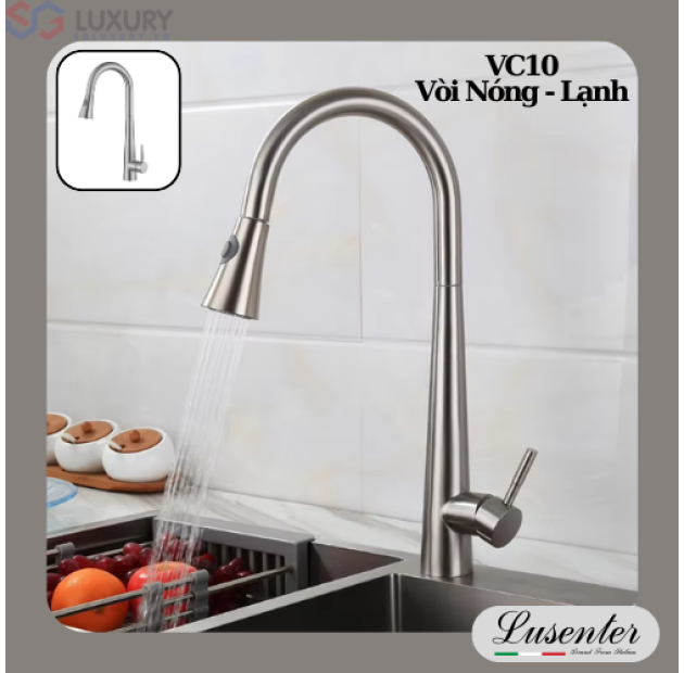 Vòi Chén Inox 304 Dây Rút LUSENTER (VC10)