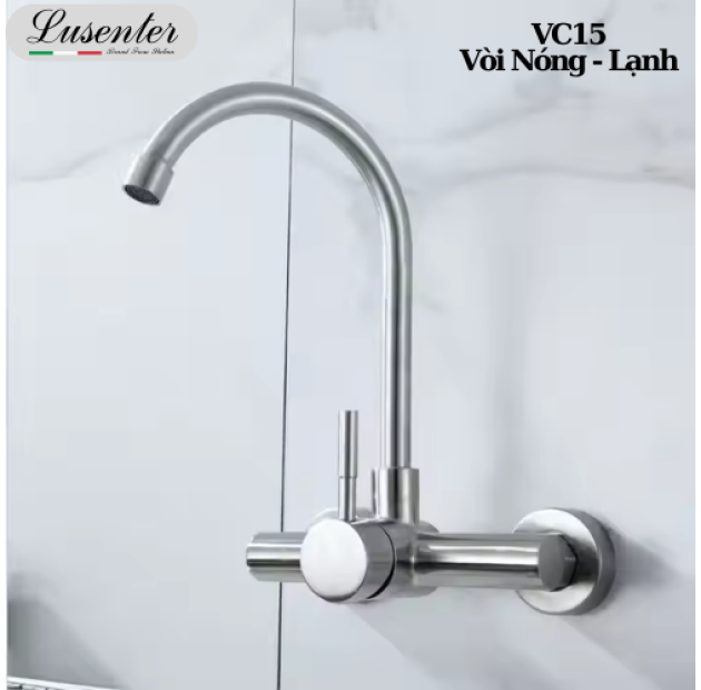 Vòi Rửa Chén Âm Tường Cổ Dài LUSENTER (VC15)