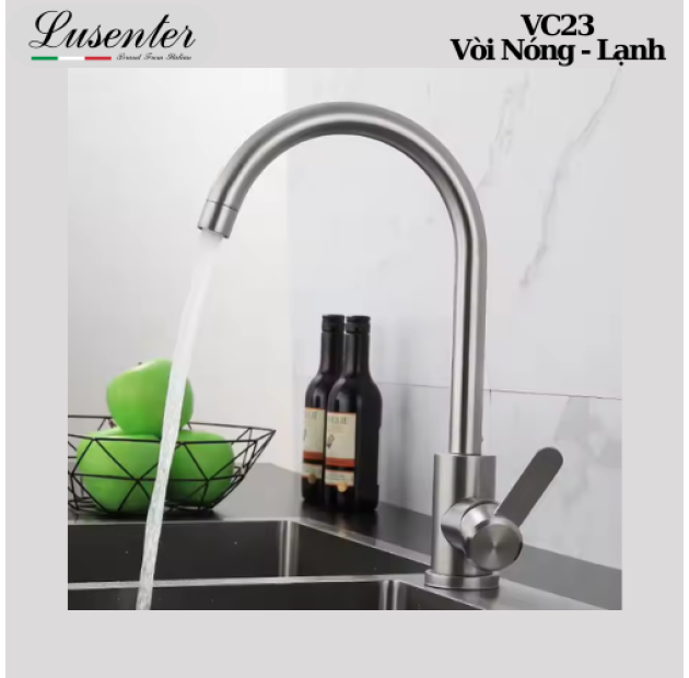 Vòi Chén Số 6 Nóng Lạnh 304 Xoay Bi LUSENTER (VC23)