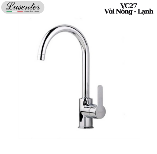 Vòi Chén Inox 304 Bóng Tay Tròn bầu LUSENTER (VC27)