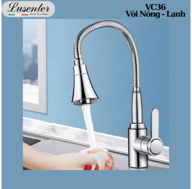 Vòi Rửa Chén Bẻ Đầu Loe Bi Nóng Lạnh LUSENTER (VC36)