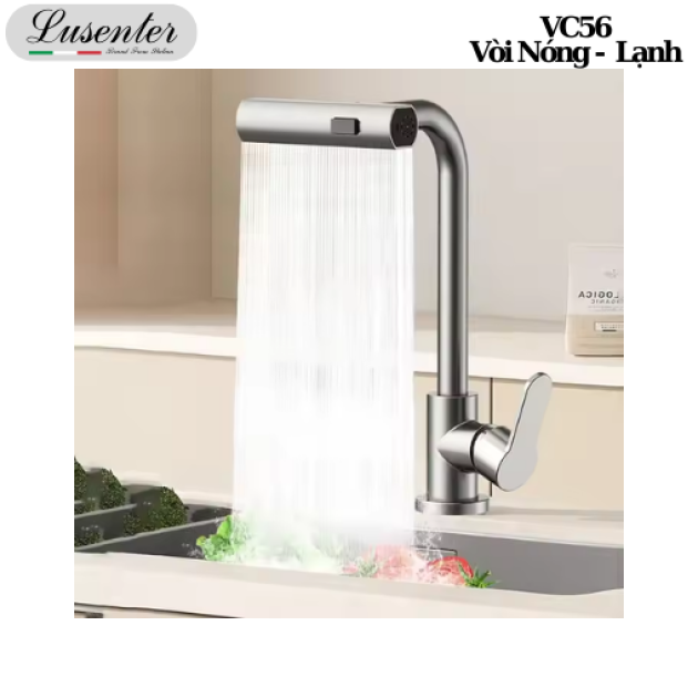 Vòi Chén NL 2 chế độ Ngang Inox Có Rút (VC56) 