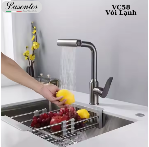 Vòi Chén Lạnh Xám Xoay 4 Chế Độ Nước (VC58)