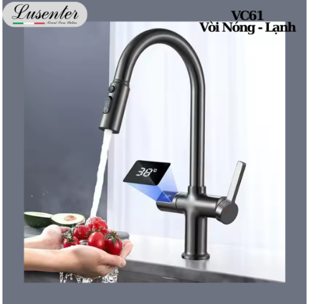 Vòi Chén Nhiệt Độ Có Rút Sơn Tĩnh Điện (VC61)