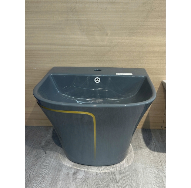 Lavabo  Treo Liền Khối Xám Sọc Vàng LUSENTER (LBTT09)