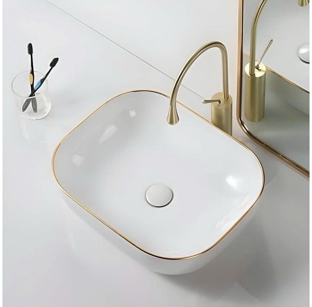 Lavabo HCN Bo Góc Viền Vàng/ Viền Đen (LB71)
