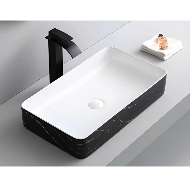 Lavabo Vân Đá Đen Dài Chữ Nhật LUSENTER (LB38)