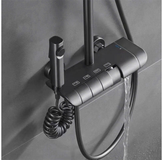 Sen Tắm 4 Phím Đồng Thau Sơn Tĩnh Điện Xám LUSENTER (ST32)