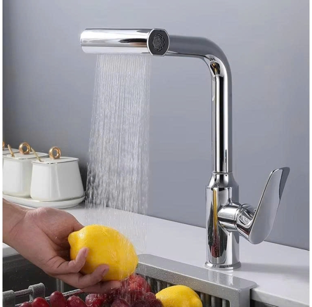 Vòi Chén Lạnh 4 chế độ Ngang Inox Tay Bầu (VC57)