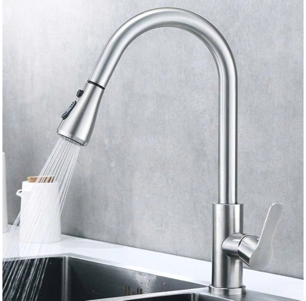 Vòi Chén Dây Rút Inox Tròn Loe LUSENTER (VC35)
