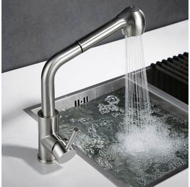 Vòi Rửa Chén Dây Rút INOX Mạ Chrome LUSENTER (VC09)