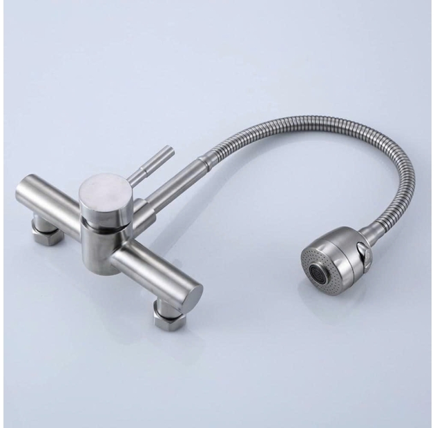 Vòi Rửa Âm Tường Cần Dẻo Inox LUSENTER (VC14)