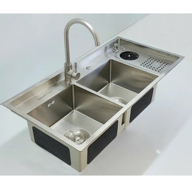 Chậu Rửa Chén Inox 304 - 2 Hộc - Có Bàn Chờ  LUSENTER (BRC19)