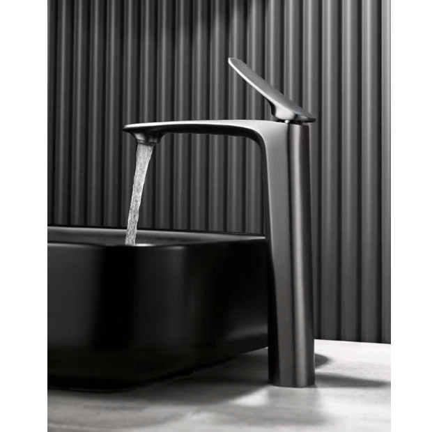 Vòi Lavabo Nóng Lạnh Đồng Sơn Tĩnh Điện Xám (VLB104) 