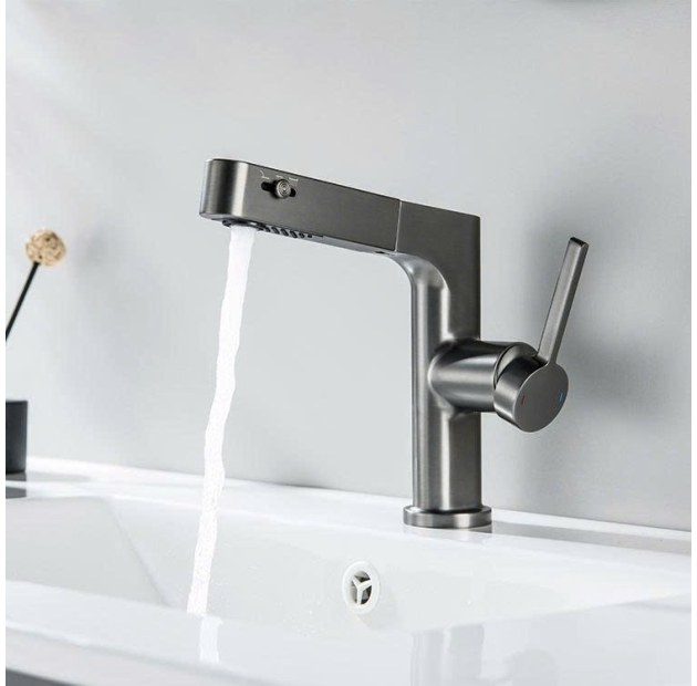 Vòi Nóng Lạnh Dây Rút Xám Nano Sơn Tĩnh Điện (VLB112)