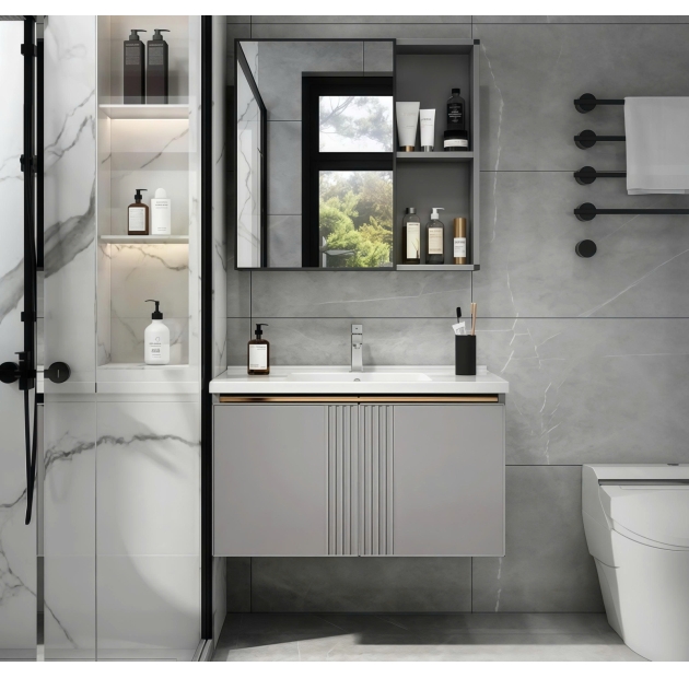 Bộ Tủ Nhôm Hợp Kim Chậu Lavabo Và Tủ Gương (TLVB60) 