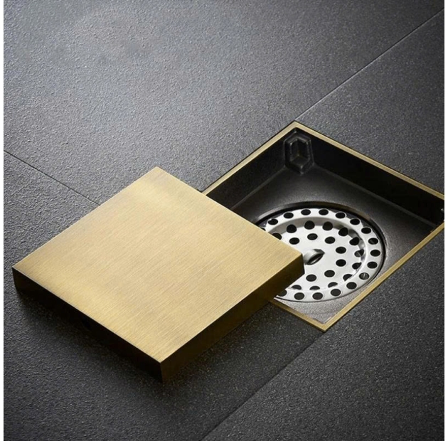 Phễu Sàn Vuông 10x10 Màu Đồng LUSENTER (PS16)