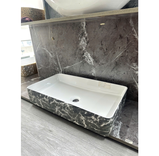Lavabo Chữ Nhật Đặt Bàn Vân Đen LUSENTER (LB63)